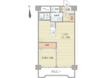 おおきに大阪天満サニーアパ-トメント(1LDK/9階)の間取り写真