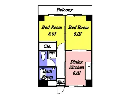 ルーチェ神大寺(2DK/3階)の間取り写真