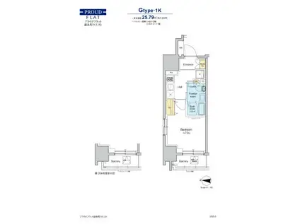 プラウドフラット錦糸町ウエスト(1K/9階)の間取り写真