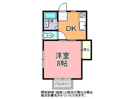 ハイツ渡里(1DK/2階)の間取り写真