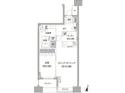 アビティ目黒(1LDK/1階)の間取り写真