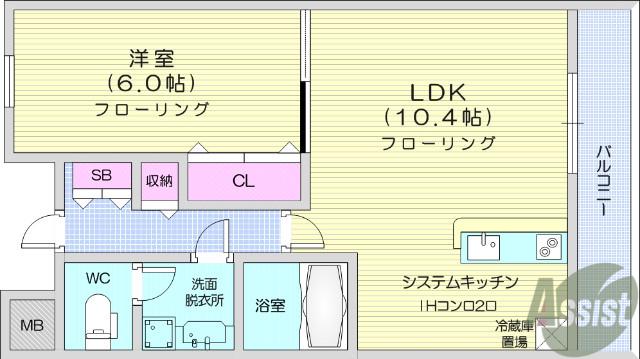プラッツ木町(1LDK/2階)の間取り写真