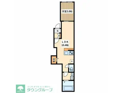 ノワール町田(1LDK/3階)の間取り写真