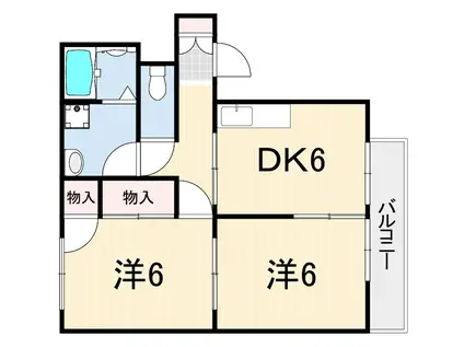 メゾンクレール(2DK/2階)の間取り写真