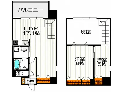 MARIO TERRACE 平野町(2LDK/9階)の間取り写真