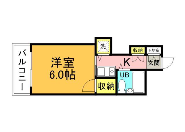 グランディール横川(1K/6階)の間取り写真