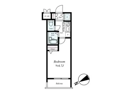 ガリシア大森(1K/3階)の間取り写真