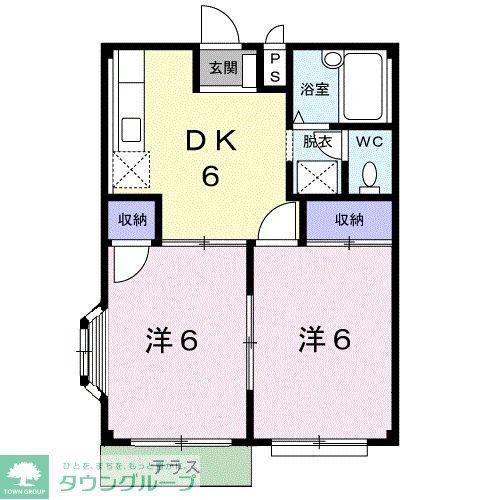深堀ハイツ(2DK/1階)の間取り写真