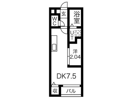 プラシード幸町(1DK/1階)の間取り写真