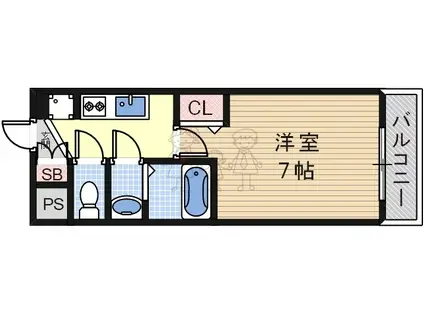 DOUBLE NINE RESIDENCE TENNOJIMINAMI(1K/7階)の間取り写真