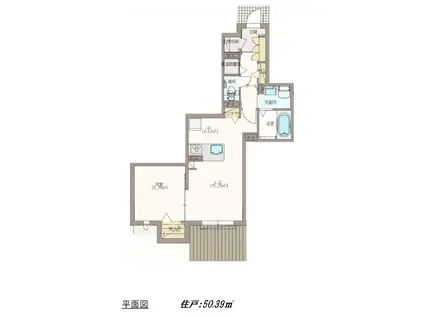 フェリーチェ上三条(1LDK/1階)の間取り写真