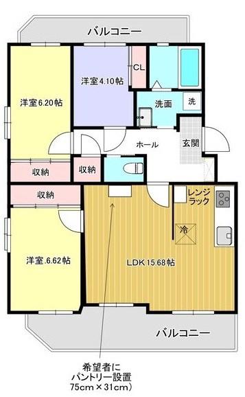名鉄名古屋本線 有松駅 徒歩15分 3階建 築3年(3LDK/3階)の間取り写真