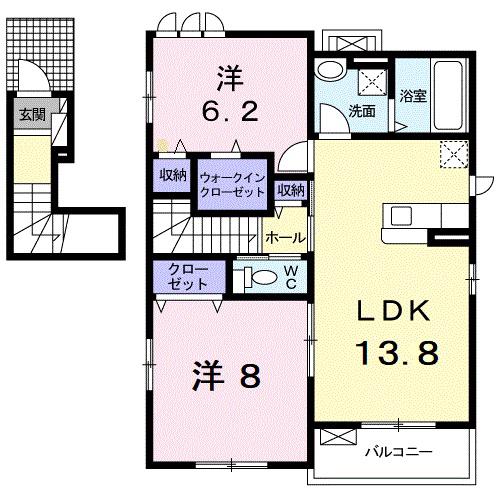 K ファミール I(2LDK/2階)の間取り写真