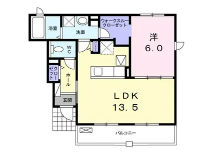 クリスタル キャッスル(1LDK/1階)の間取り写真