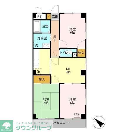 ファミール行徳(3DK/2階)の間取り写真