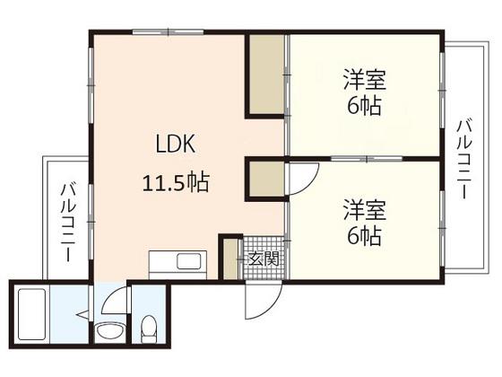 BAUHAUS南観音(2LDK/6階)の間取り写真