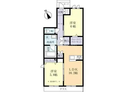 サンデリアーナ(2LDK/1階)の間取り写真