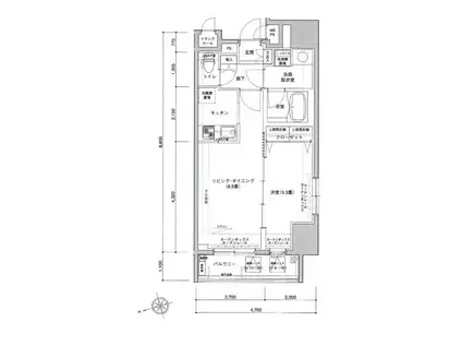 アイル東京リバーサイド(1LDK/12階)の間取り写真