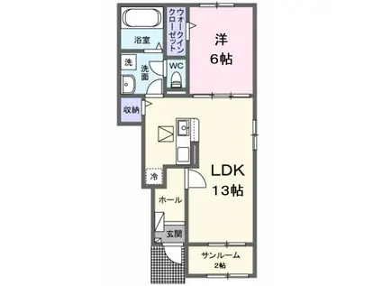 コンフォーティア2(1LDK/1階)の間取り写真