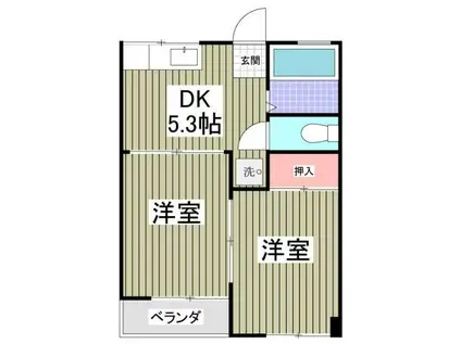 高鼻コーポ(2DK/2階)の間取り写真