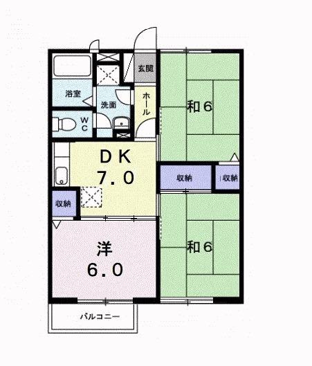 ベルレーヌ京葉(3DK/2階)の間取り写真