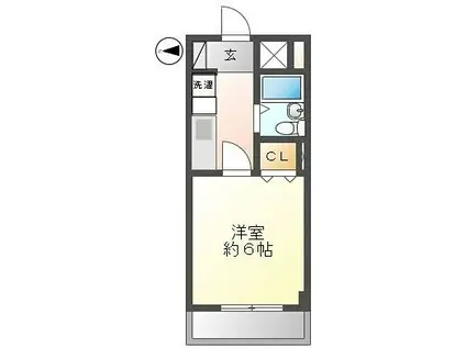 プレスト桃山(1K/4階)の間取り写真