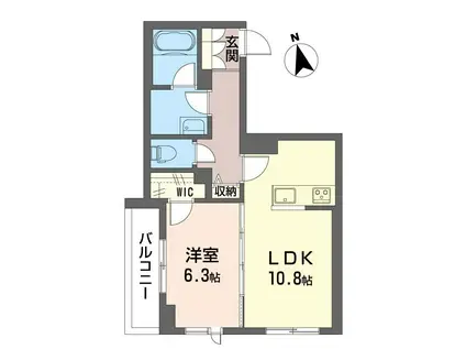 カルチャリスタ ガーデン(1LDK/2階)の間取り写真