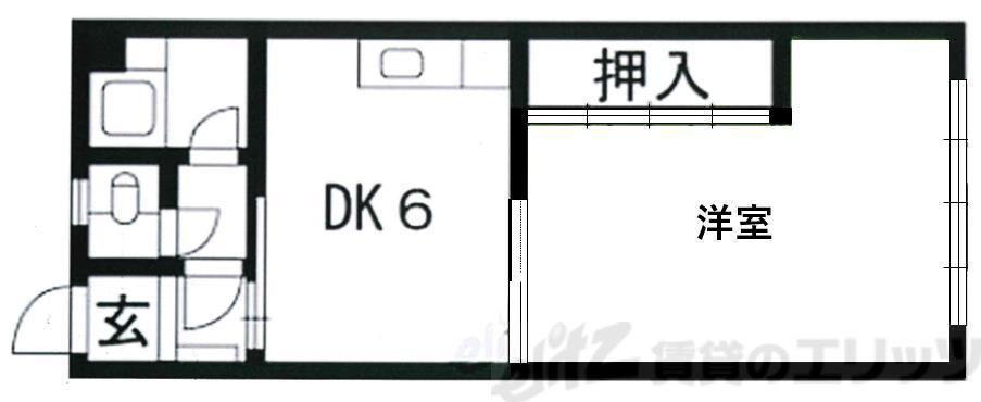 ビューハイツ茨木(1DK/4階)の間取り写真