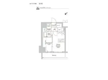 カパリリ小岩(1DK/3階)の間取り写真