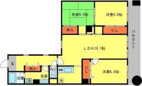 ドミール千里(3LDK/3階)の間取り写真