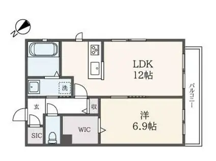 SPRING TERRACE K(1LDK/1階)の間取り写真