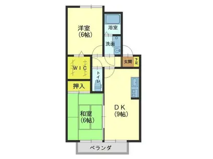 ファミール上赤江A棟(2DK/2階)の間取り写真