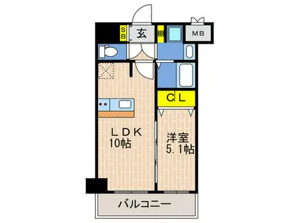 プレサンス兵庫ヴィアーレ(1LDK/8階)の間取り写真