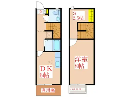 リースランドSHIN C棟(1SDK/1階)の間取り写真