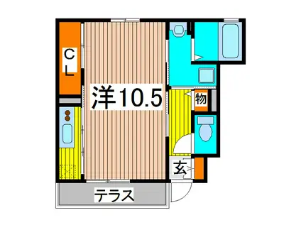 プラセール(ワンルーム/1階)の間取り写真