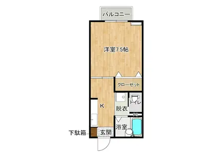 リバプール博多(1K/2階)の間取り写真