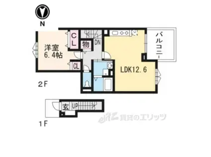 カンパーニュ逢坂(1LDK/2階)の間取り写真