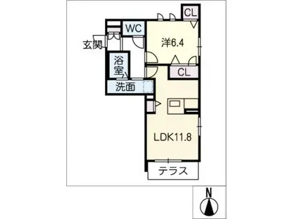I・STAGE若葉(1LDK/1階)の間取り写真