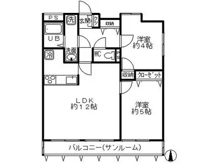 メゾンエルム(2LDK/3階)の間取り写真