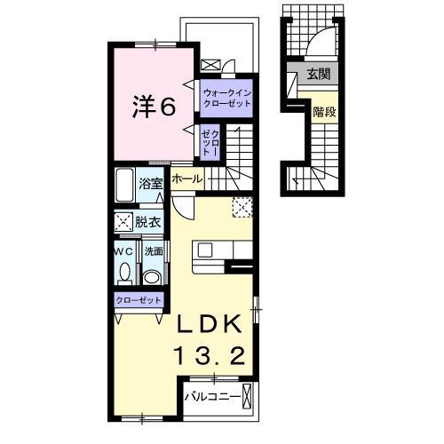 グランツA(1LDK/2階)の間取り写真