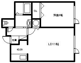 クラベール士別駅前(1LDK/2階)の間取り写真