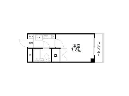 リシェシャトーイナバ(1K/3階)の間取り写真