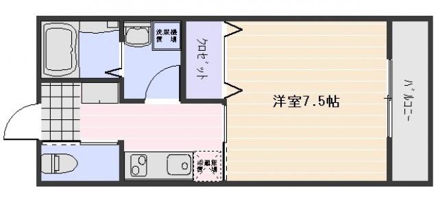 盛林レジデンス A棟(1K/1階)の間取り写真