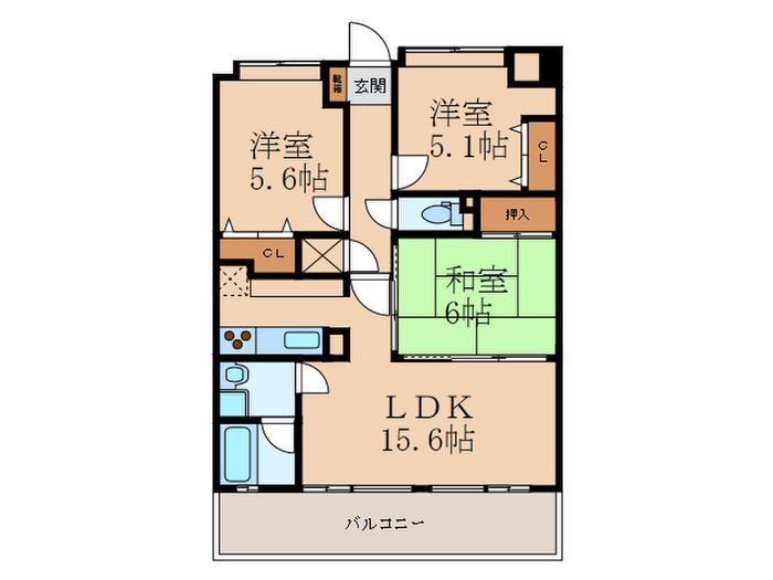 NEWGAEA四季彩の丘C棟(3LDK/7階)の間取り写真