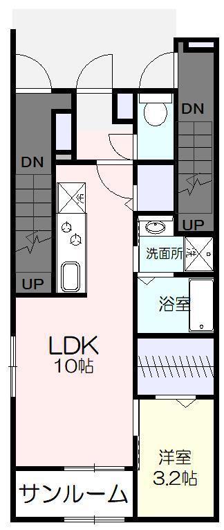 マリベール ラ メール(1LDK/1階)の間取り写真