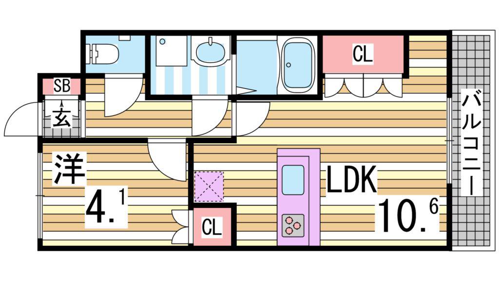 EMERAUDE(1LDK/2階)の間取り写真