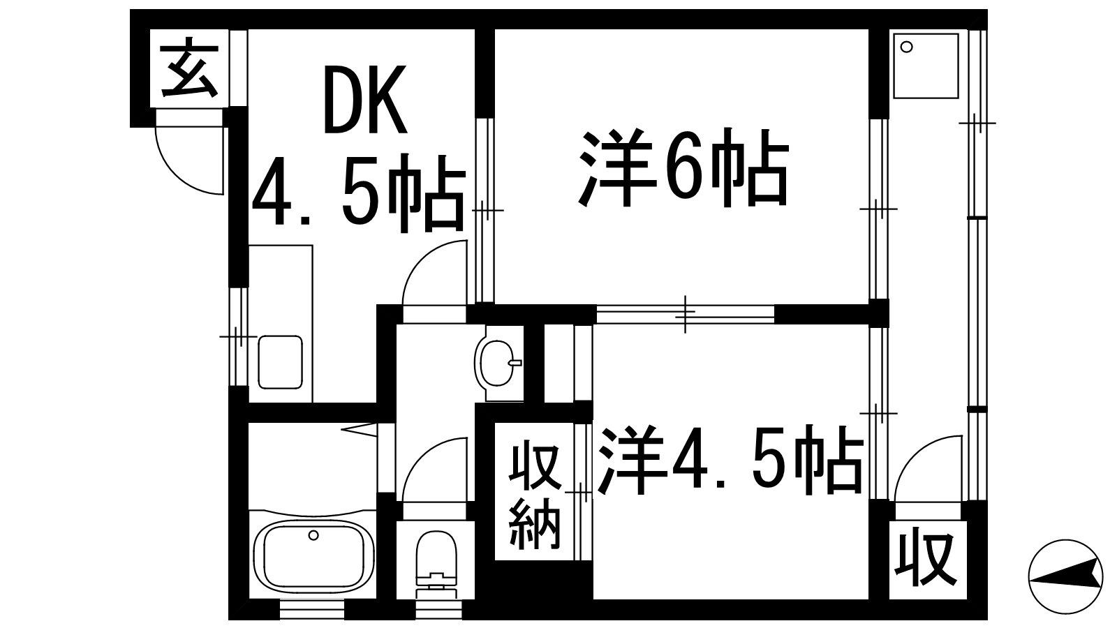ラ・ポール伊丹(2DK/2階)の間取り写真