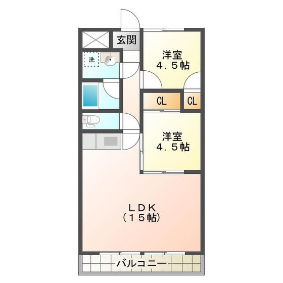 リパルティーレ津新町(2LDK/3階)の間取り写真
