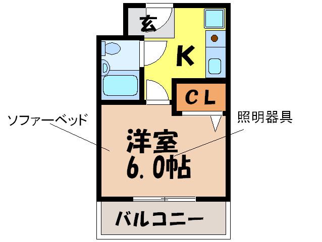 パルコート豊川(1K/3階)の間取り写真