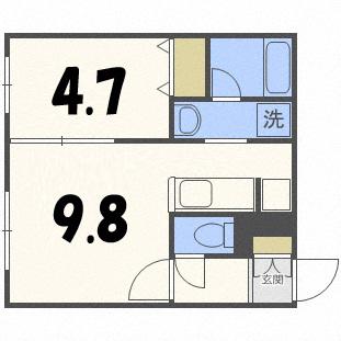ARVITA菊水(1LDK/3階)の間取り写真